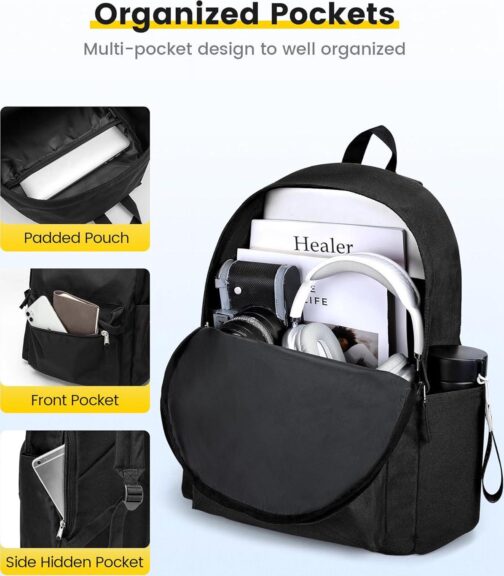 Vorspack Backpack for Men and Women - Basic Bookbag Casual Daypack Backpacks for College Work Travel - Image 3