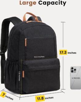 Vorspack Backpack for Men and Women – Lightweight Backpack Classical Basic Bookbag with Multi-pockets Casual Daypack for College Workplace Travel – Black