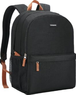 Vorspack Backpack for Men and Women – Lightweight Bookbag College Backpack Casual Daypack Backpacks for Travel Work – Black
