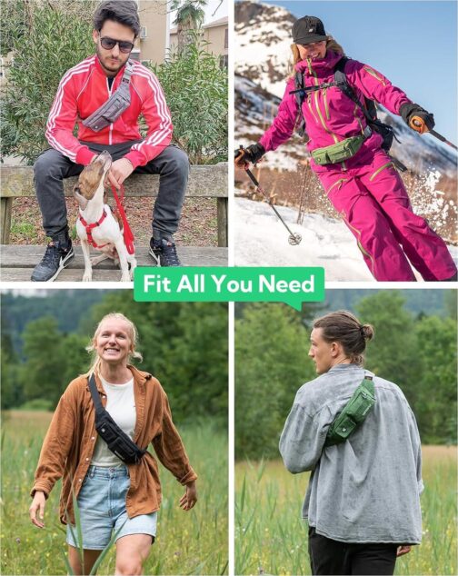 WATERFLY Fanny Pack for Women Men Water Resistant Small Waist Pouch Slim Belt Bag with 4 Pockets for Running Travelling Hiking Walking Lightweight Crossbody Chest Bag Fit All Phones - Image 6
