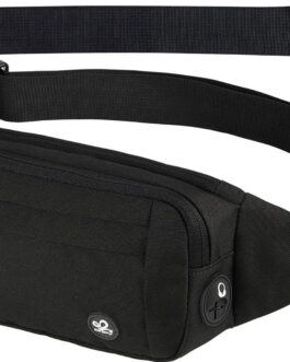 WATERFLY Fanny Pack Waist Bag: Small Hip Pouch Bum Bag Fannie Pack Phanny Fannypack Waistpack Bumbag Beltbag Sport Slim Fashionable for Jogging Hiking Hiker Woman Man Pure black