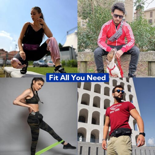 WATERFLY Fanny Pack for Women Men Water Resistant Small Waist Pouch Slim Belt Bag with 4 Pockets for Running Travelling Hiking Walking Lightweight Crossbody Chest Bag Fit All Phones - Image 6