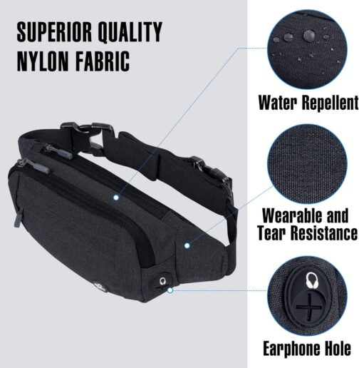 WATERFLY Fanny Pack Waist Bag: Small Hip Pouch Bum Bag Fannie Pack Phanny Fannypack Waistpack Bumbag Beltbag Sport Slim Fashionable for Jogging Hiking Hiker Woman Man - Image 6