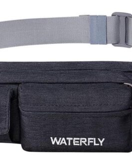 WATERFLY Fanny Pack for Women Men Water Resistant Small Waist Pouch Slim Belt Bag with 4 Pockets for Running Travelling Hiking Walking Lightweight Crossbody Chest Bag Fit All Phones