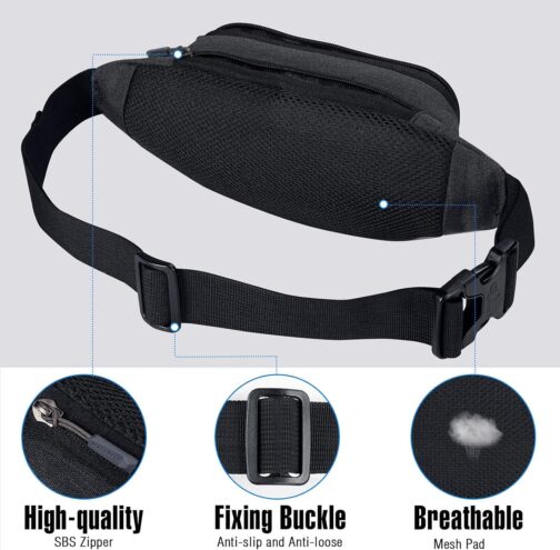 WATERFLY Fanny Pack Waist Bag: Small Hip Pouch Bum Bag Fannie Pack Phanny Fannypack Waistpack Bumbag Beltbag Sport Slim Fashionable for Jogging Hiking Hiker Woman Man - Image 5