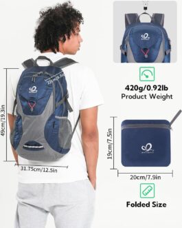 WATERFLY Lightweight Packable Hiking Backpack Foldable Travel Daypack Ultralight Camping Day Pack for Woman Man