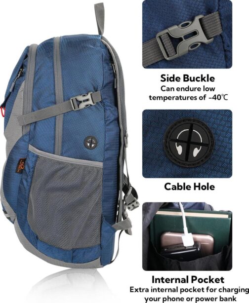 WATERFLY Lightweight Packable Hiking Backpack Foldable Travel Daypack Ultralight Camping Day Pack for Woman Man - Image 4