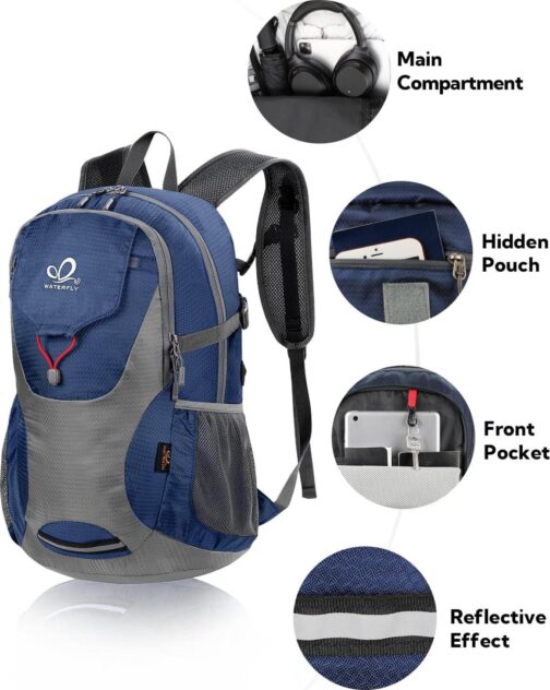 WATERFLY Lightweight Packable Hiking Backpack Foldable Travel Daypack Ultralight Camping Day Pack for Woman Man - Image 3