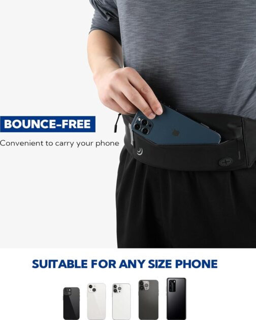 WATERFLY Running Belt Fanny Pack: Runner Marathon Jogging Waist Pack Sport Workout Exercise Fitness Phone Holder Belt for Men Women Jogger Slim Waistband - Image 3