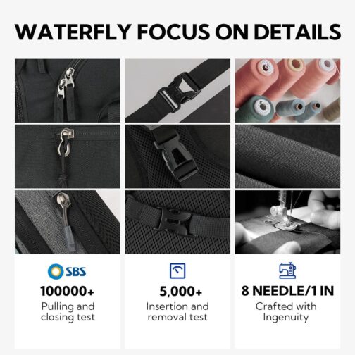 WATERFLY Sling Crossbody Chest Bag: Slim Anti-Theft Cross Body Bag Over Shoulder Backpack Stealth Side Pack Man Woman - Image 8
