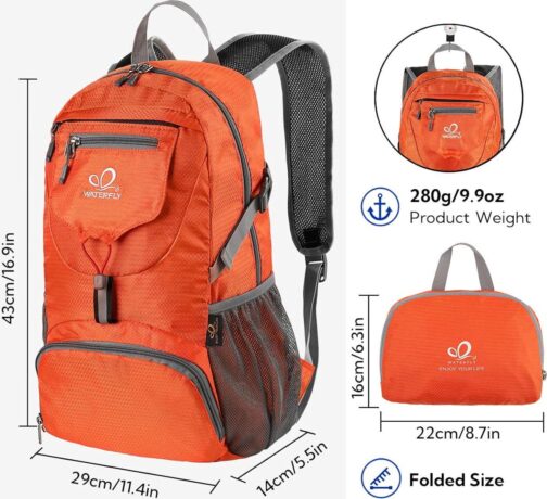 WATERFLY Small Lightweight Packable Backpack: 20l Ultra Light Foldable Travel Hiking Camping Daypack Day Pack for Man Woman - Image 2