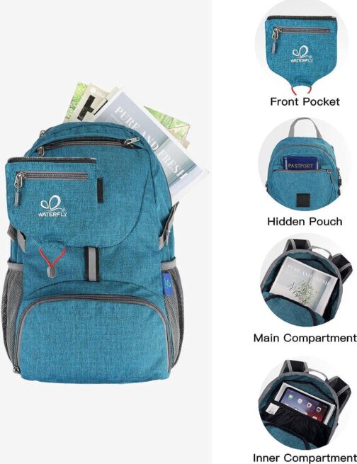 WATERFLY Small Lightweight Packable Backpack: 20l Ultra Light Foldable Travel Hiking Camping Daypack Day Pack for Man Woman - Image 4
