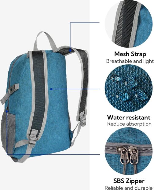 WATERFLY Small Lightweight Packable Backpack: 20l Ultra Light Foldable Travel Hiking Camping Daypack Day Pack for Man Woman - Image 5