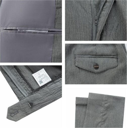 WEEN CHARM Men's Lightweight Breathable 2-Piece Summer Seersucker Suit Casual Blazer Pants Set Cool Comfortable Suit for Men - Image 5