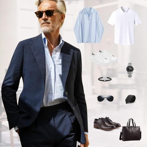 WEEN CHARM Men's Lightweight Breathable 2-Piece Summer Seersucker Suit Casual Blazer Pants Set Cool Comfortable Suit for Men - Image 6