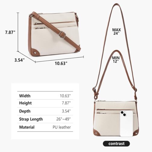 WESTBRONCO Crossbody Bags for Women, Medium Size Shoulder Handbags, Satchel Purse with Multi Zipper Pocket - Image 6