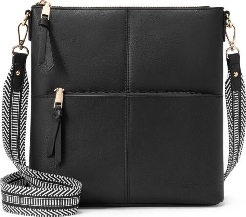 WESTBRONCO Crossbody Purses for Women Medium Shoulder Bag Vegan Leather Handbags with Guitar Strap