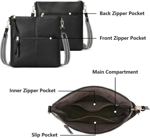 WESTBRONCO Crossbody Purses for Women Medium Shoulder Bag Vegan Leather Handbags with Guitar Strap - Image 3