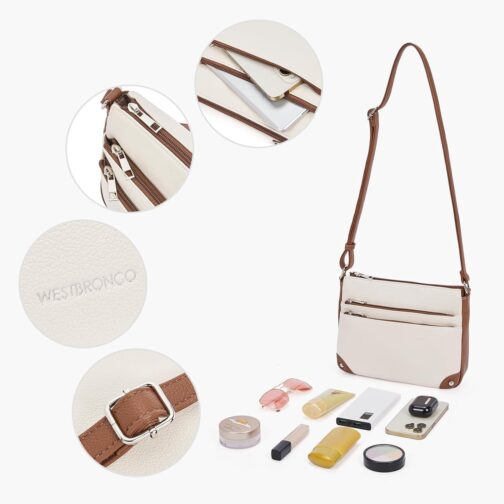 WESTBRONCO Crossbody Bags for Women, Medium Size Shoulder Handbags, Satchel Purse with Multi Zipper Pocket - Image 4