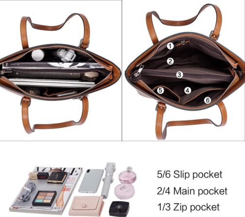 WESTBRONCO Vegan Leather Purses and Handbags For Women,Travel Tote bag Large Shoulder Bag with zipper - Image 4
