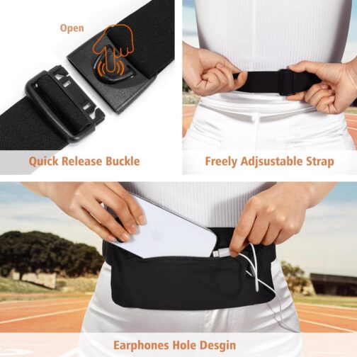 WHIPPY Slim Running Belt Fanny Pack for Women Men Elastic Runners Belt Waist Pouch Chest Bag Phone Holder Waist Pack for Running Hiking - Image 3