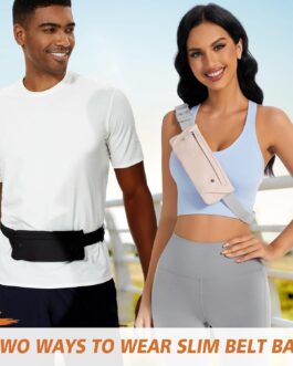 WHIPPY Slim Running Belt Fanny Pack for Women Men Elastic Runners Belt Waist Pouch Chest Bag Phone Holder Waist Pack for Running Hiking