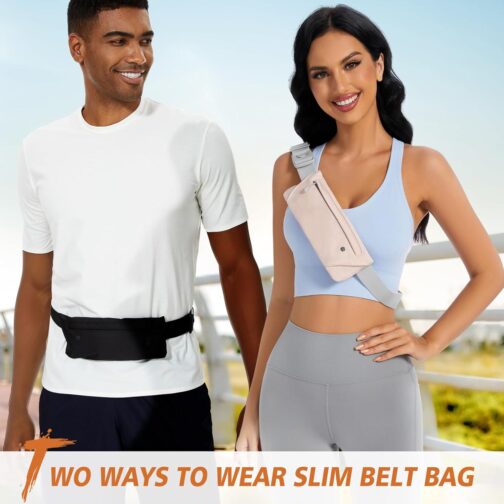 WHIPPY Slim Running Belt Fanny Pack for Women Men Elastic Runners Belt Waist Pouch Chest Bag Phone Holder Waist Pack for Running Hiking - Image 2