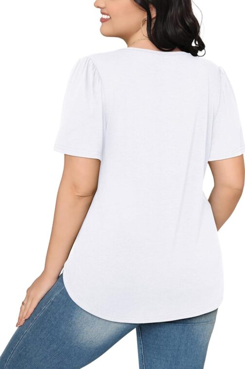 WIHOLL Short Sleeve Shirts for Women Summer Dressy Casual Tops Pleated Front - Image 5