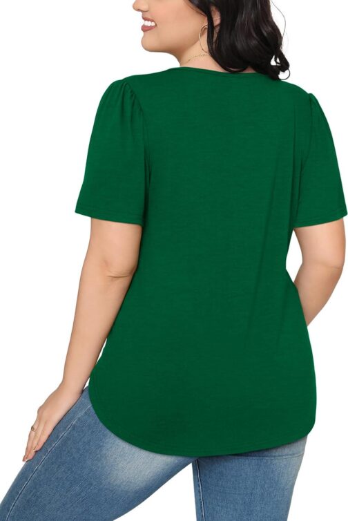 WIHOLL Short Sleeve Shirts for Women Summer Dressy Casual Tops Pleated Front - Image 5