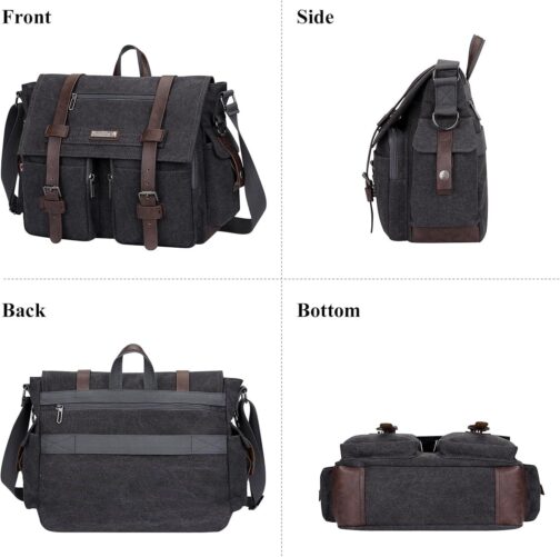 WITZMAN Vintage Canvas Messenger Bag for Men and Women Large Satchel Bags Crossbody Shoulder with 17 inch Laptop - Image 3