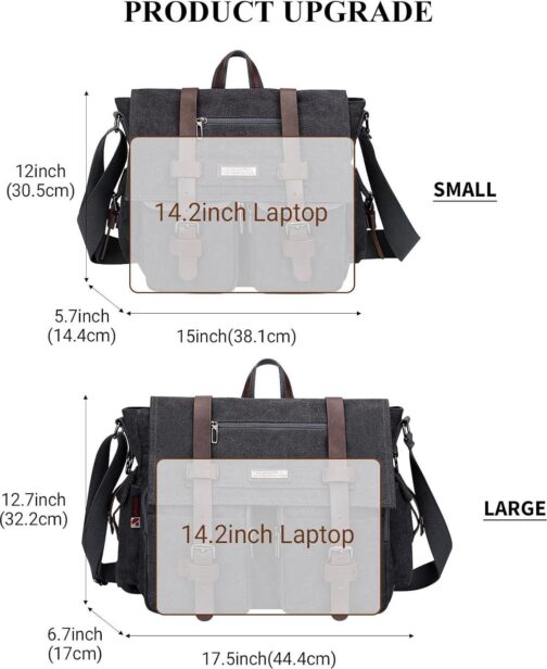 WITZMAN Vintage Canvas Messenger Bag for Men and Women Large Satchel Bags Crossbody Shoulder with 17 inch Laptop - Image 4
