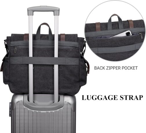 WITZMAN Vintage Canvas Messenger Bag for Men and Women Large Satchel Bags Crossbody Shoulder with 17 inch Laptop - Image 8