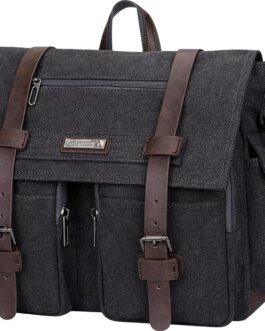 WITZMAN Vintage Canvas Messenger Bag for Men and Women Large Satchel Bags Crossbody Shoulder with 17 inch Laptop