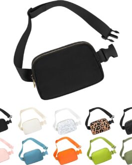 Waist Belt Bag Fashion Fanny Women and Men Gift Waist Pack With Adjustable Strap For Travel Running Hiking Walking Black