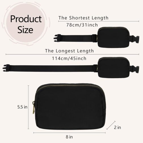 Waist Belt Bag Fashion Fanny Women and Men Gift Waist Pack With Adjustable Strap For Travel Running Hiking Walking Black - Image 5