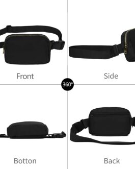 Waist Belt Bag Fashion Fanny Women and Men Gift Waist Pack With Adjustable Strap For Travel Running Hiking Walking Black