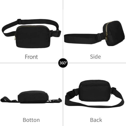 Waist Belt Bag Fashion Fanny Women and Men Gift Waist Pack With Adjustable Strap For Travel Running Hiking Walking Black - Image 2