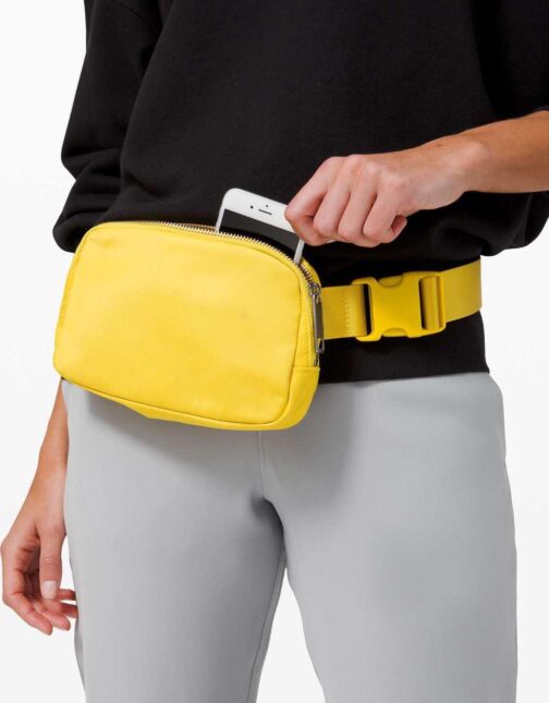 Waist Belt Bag for Women Lulu Dupes Mini Small Crossbody Purse Sling Bag Cute Fashion Waterproof Fanny Pack Over The Shoulder Bags Fashionable Travel Running Belt Pouch Bum Bag Navy Yellow - Image 8