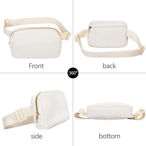 Waist Pack for Running Fanny Pack for Women and Men Crossbody Belt Bag Bum Bag with Adjustable Strap for Sports Off White - Image 2