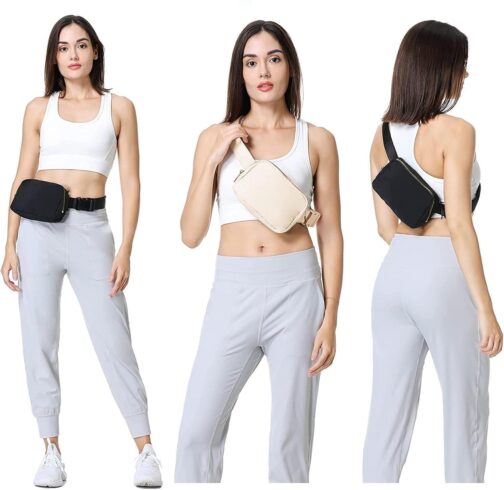 Waist Pack for Running Fanny Pack for Women and Men Crossbody Belt Bag Bum Bag with Adjustable Strap for Sports Off White - Image 5
