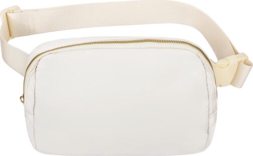 Waist Pack for Running Fanny Pack for Women and Men Crossbody Belt Bag Bum Bag with Adjustable Strap for Sports Off White