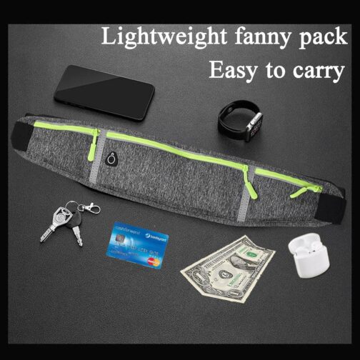 Waist pack sport running Belt Pack with adjustable Strap for running hiking travel outdoors sport (Grey, 3 Pockets) - Image 2