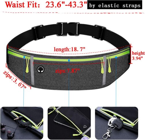 Waist pack sport running Belt Pack with adjustable Strap for running hiking travel outdoors sport (Grey, 3 Pockets) - Image 3