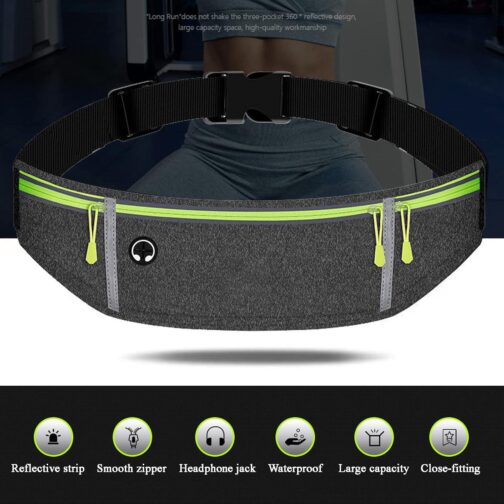 Waist pack sport running Belt Pack with adjustable Strap for running hiking travel outdoors sport (Grey, 3 Pockets) - Image 7