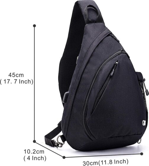 Water-Proof Sling bag/Crossbody Backpack/Shoulder Bag with USB Charging Port for Travel, Hiking, Cycling, Camping - Image 2