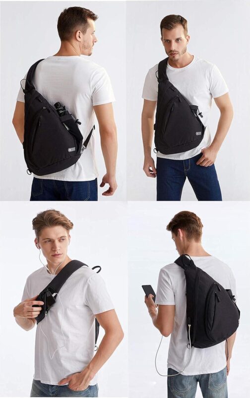 Water-Proof Sling bag/Crossbody Backpack/Shoulder Bag with USB Charging Port for Travel, Hiking, Cycling, Camping - Image 5