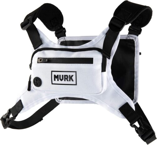 Water Resistant Chest Pack - Lightweight Running For Workouts, Phone Holder With Extra Storage, Minimalist Vest, Backpack Bag Belt (White)