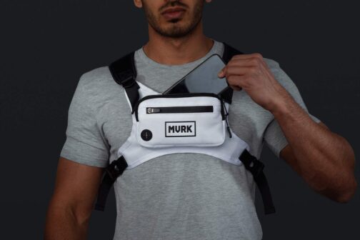 Water Resistant Chest Pack - Lightweight Running For Workouts, Phone Holder With Extra Storage, Minimalist Vest, Backpack Bag Belt (White) - Image 8