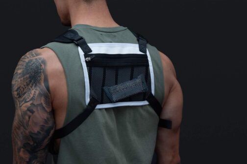 Water Resistant Chest Pack - Lightweight Running For Workouts, Phone Holder With Extra Storage, Minimalist Vest, Backpack Bag Belt (White) - Image 6