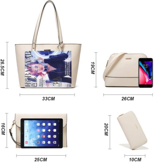 Women Fashion Handbags Wallet Tote Bag Shoulder Bag Top Handle Satchel Purse Set 4pcs - Image 5